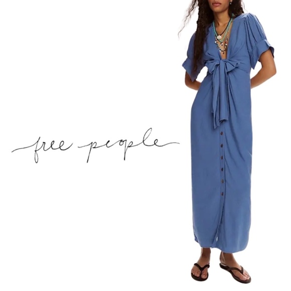 Free People Free-Est Vintage Summer Midi Dress - Harbor - Size XS - Picture 1 of 15